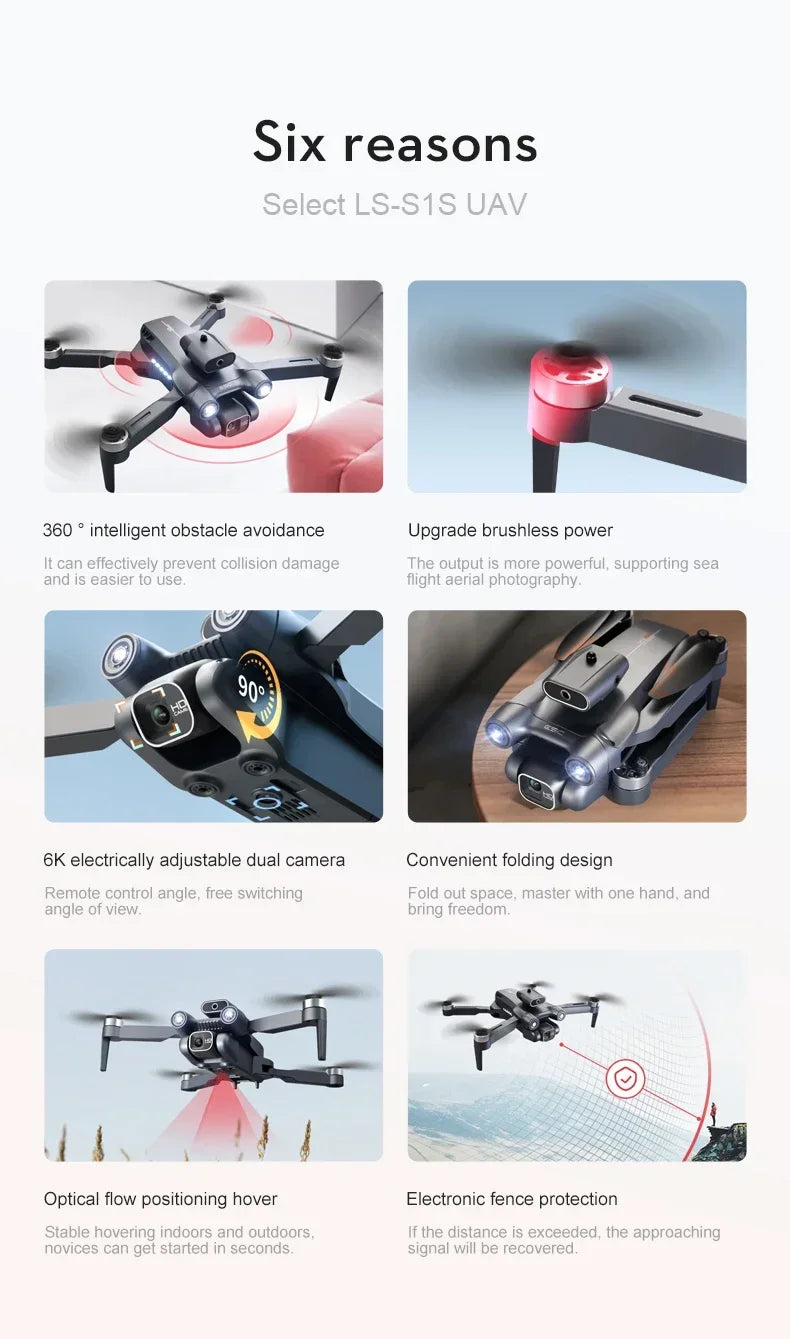 New S1S 5G GPS Drone Camera 8K Professional Brushless Motor Dron Obstacle Avoidance HD Dual Camera Foldable Quadcopter Toys