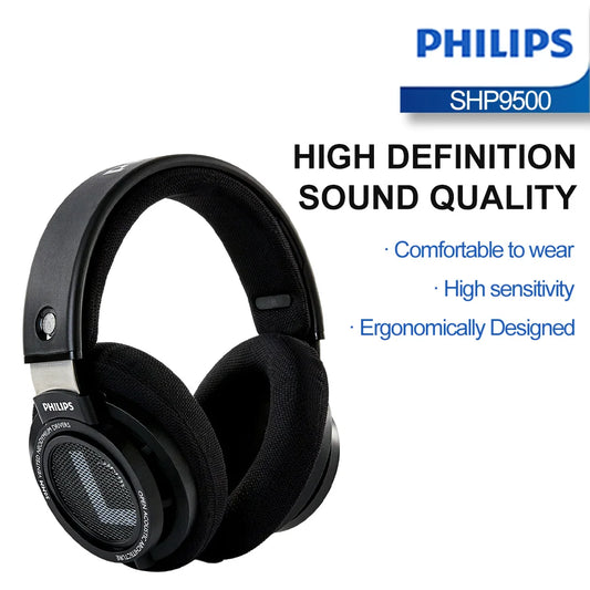 Philips SHP9500 Head-mounted Wired Headphones HiFi Stereo Earphone Monitor Class Music Earbuds E-sports Game Universal Headset