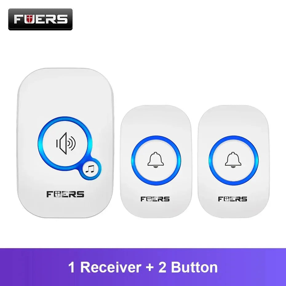 Fuers Wireless Doorbell Waterproof Door Chime Kit Welcome Chime Home Door Bell Intelligent 32 Songs Melodies Sound And LED