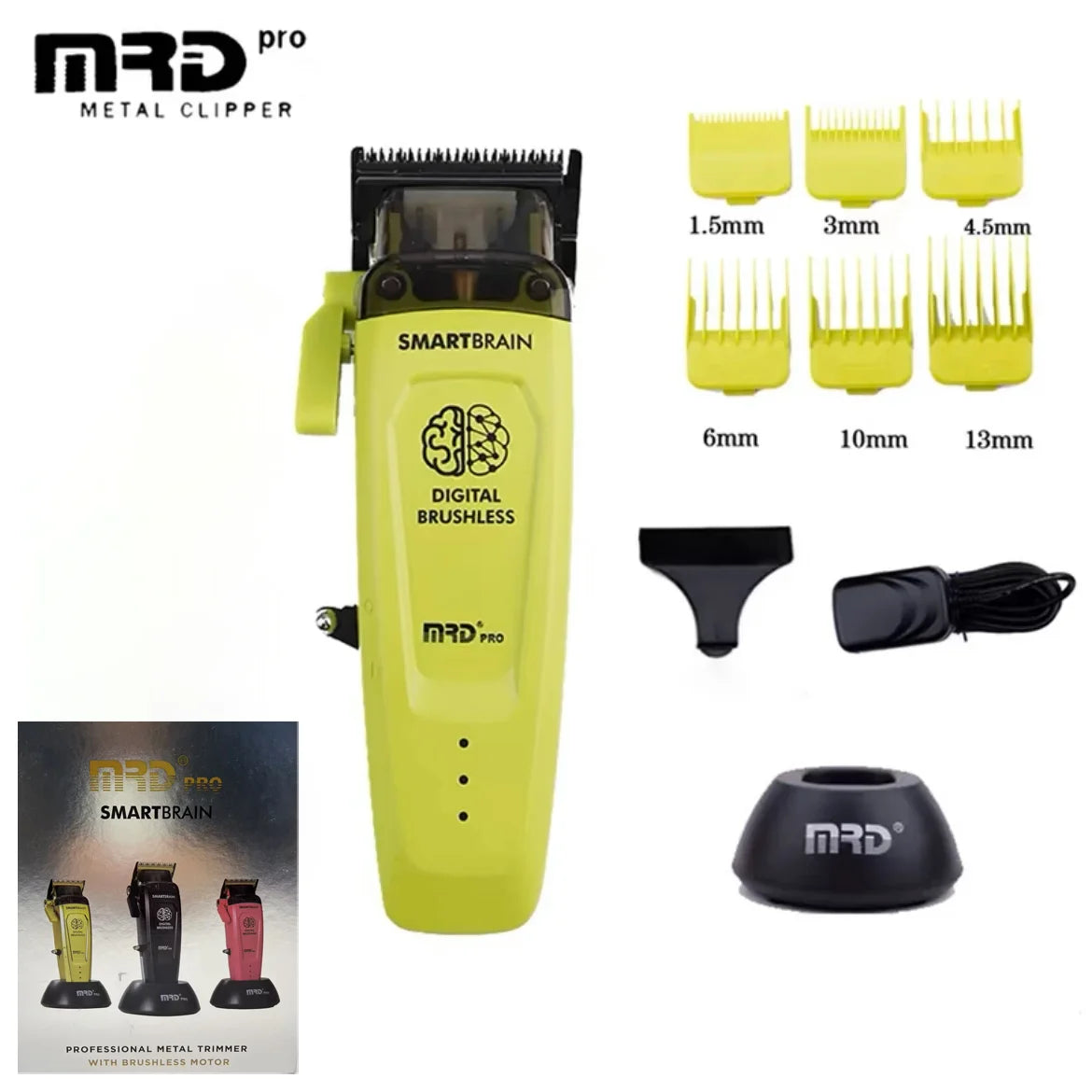 MRD Smart Brain HC-90-4 Hair Clipper Men's Professional Full Metal Lift Height Torque Digital Brushless Motor Cordless Trimmer