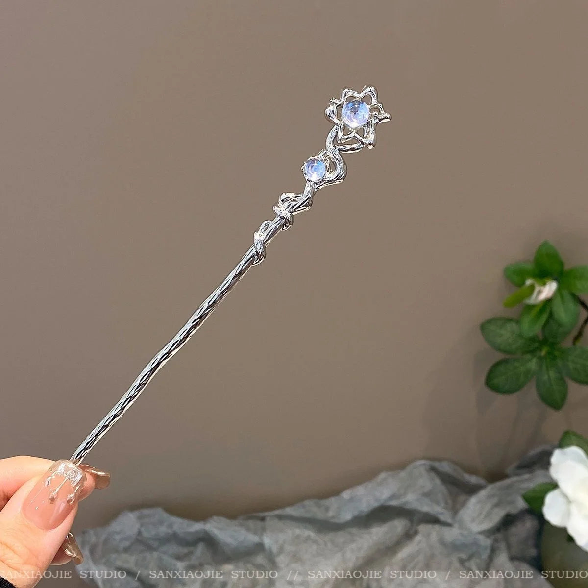 Light Luxury Glitter Hairpin For Women Geometric Irregular Moonstone Hair Stick Elegant Star Flower Jewelry Hair Accessories