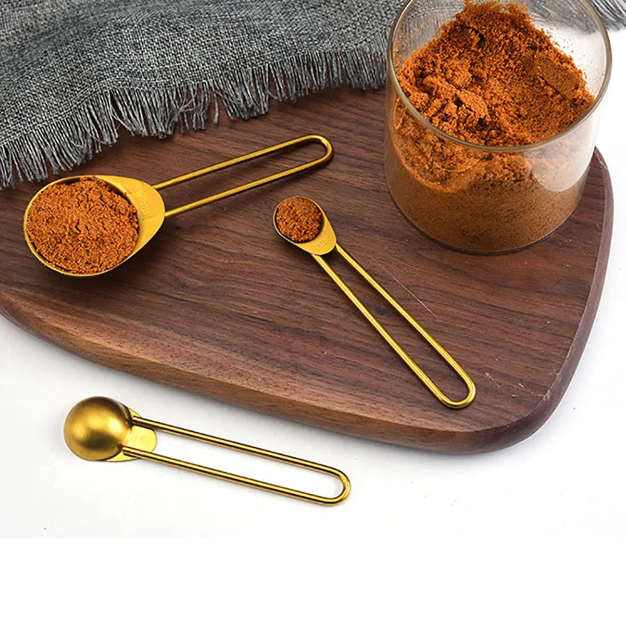 4PCS/8PCS kitchen thread handle titanium gold stainless steel measuring cup measuring spoon Flour and grains measuring spoon