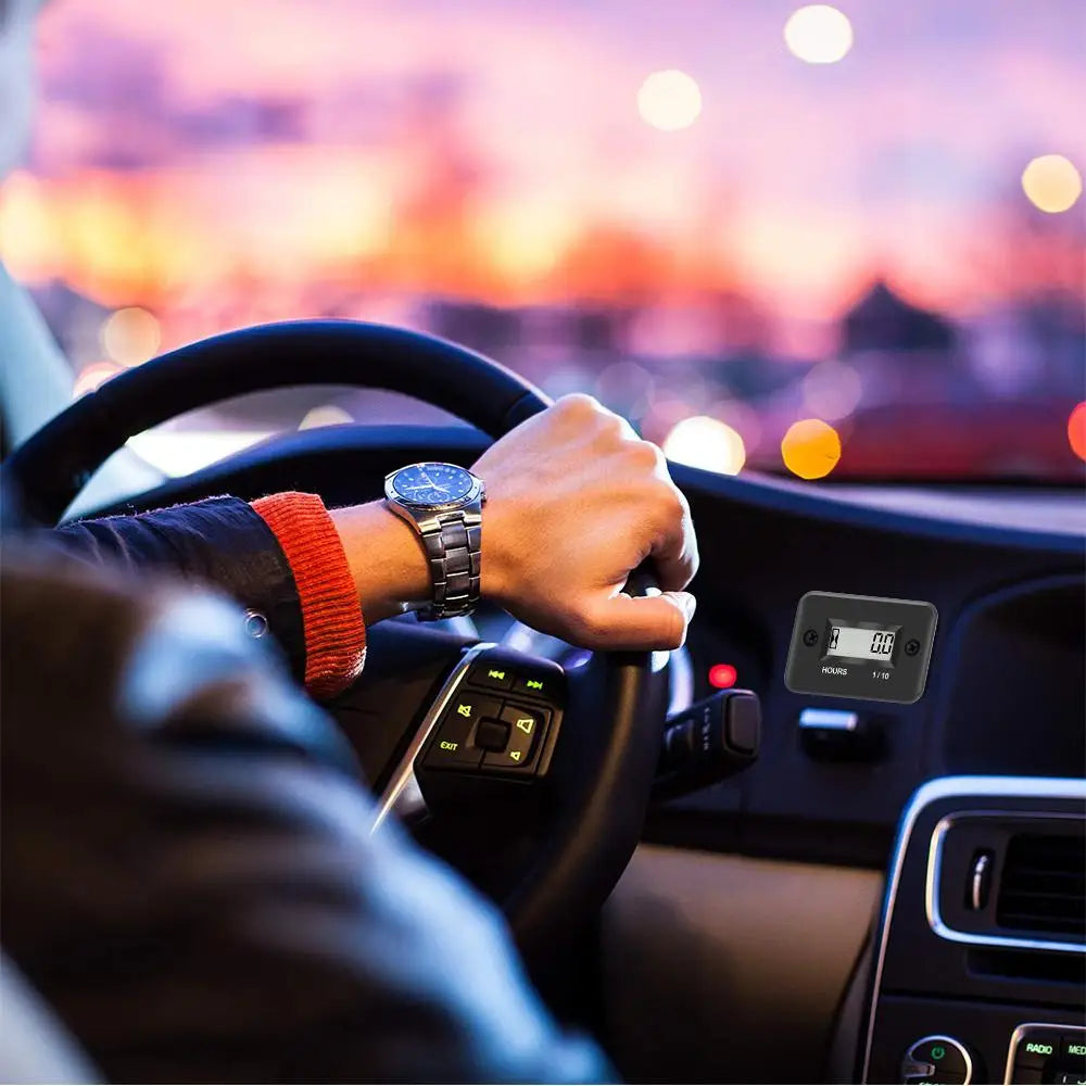 Portable Digital Inductive Tach Hour Meter Gauge for Car Boat ATV Motorcycle Instruments Snowmobile Gasoline Ski Dirt Gas Engine