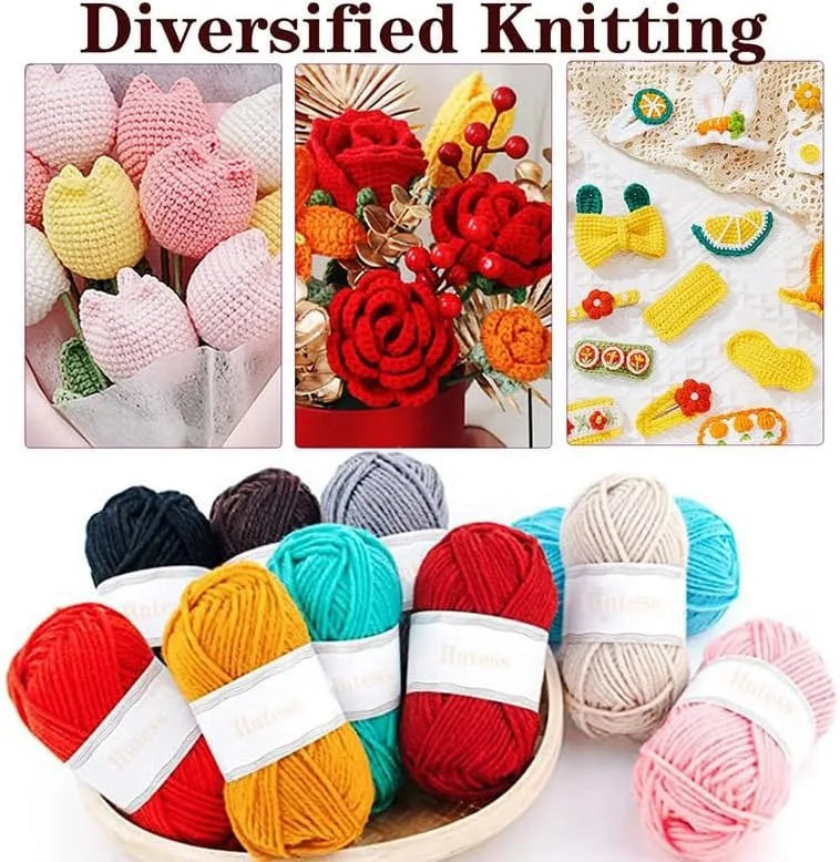 59Pcs/Set Portable Crochet Knitting Set DIY Beginner Crochet Hook Kit With Storage Bag Material Pack and Storage Tools