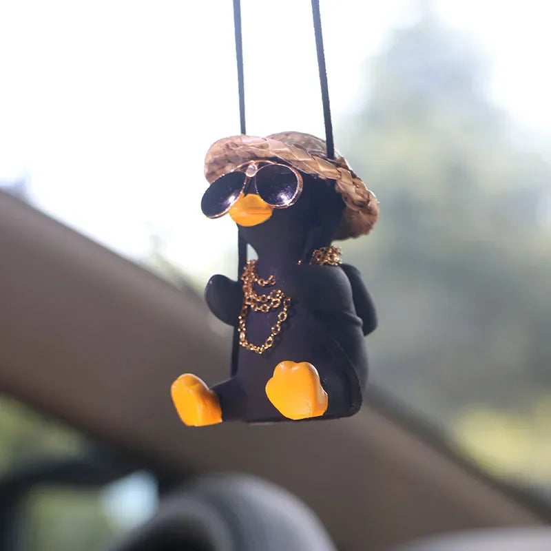 1pc Cute Car Charm Hanging Ornament Cool Swinging Duck Car Accessories for Teens