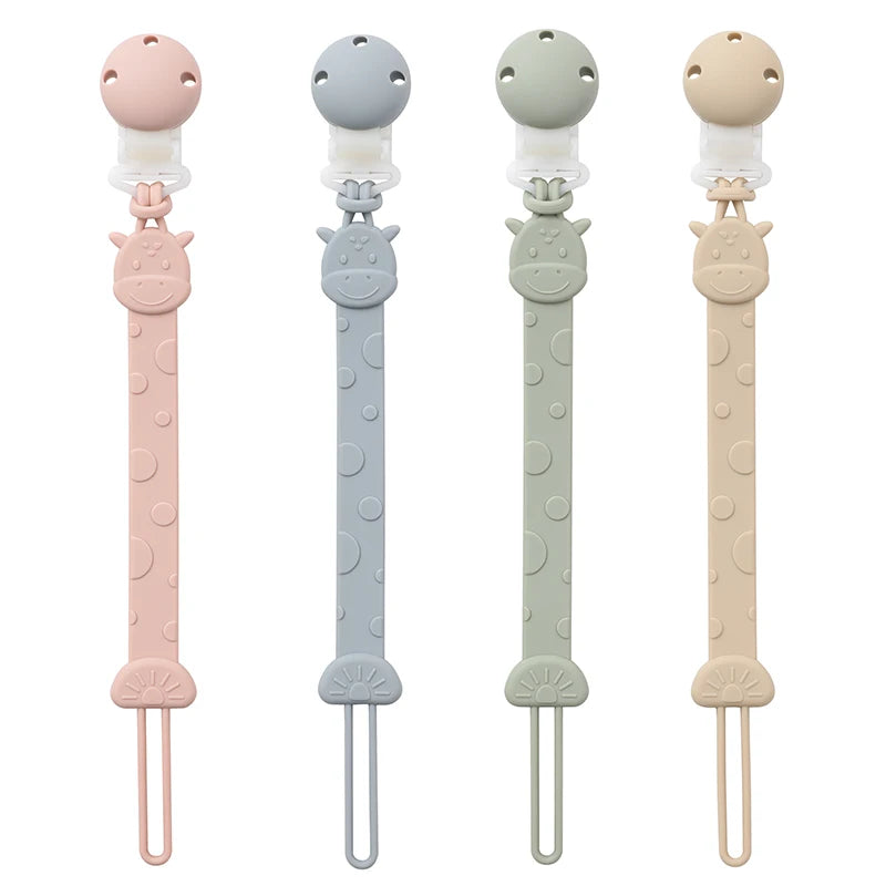 One-Piece Silicone Pacifier Clip Holder, Soft Flexible Pacifier Clips Binky Clips for Baby Boys and Girls, Baby Accessories