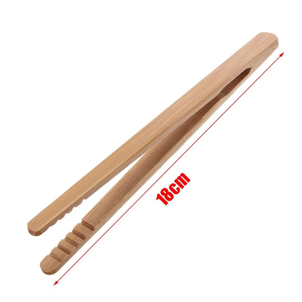 2Pcs 18cm Bamboo Wood Wooden Food Toast Salad Tongs Toaster Bacon Sugar Ice Tea Tong Tea Clips Teaware For Kitchen