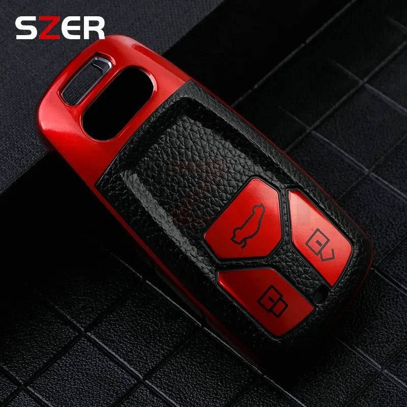 Leather TPU Car Key Case Cover For Audi A4 B9 A5 A6 8S 8W Q5 Q7 4M S4 S5 S7 TT TTS TFSI RS Protector Shell Fob Accessories