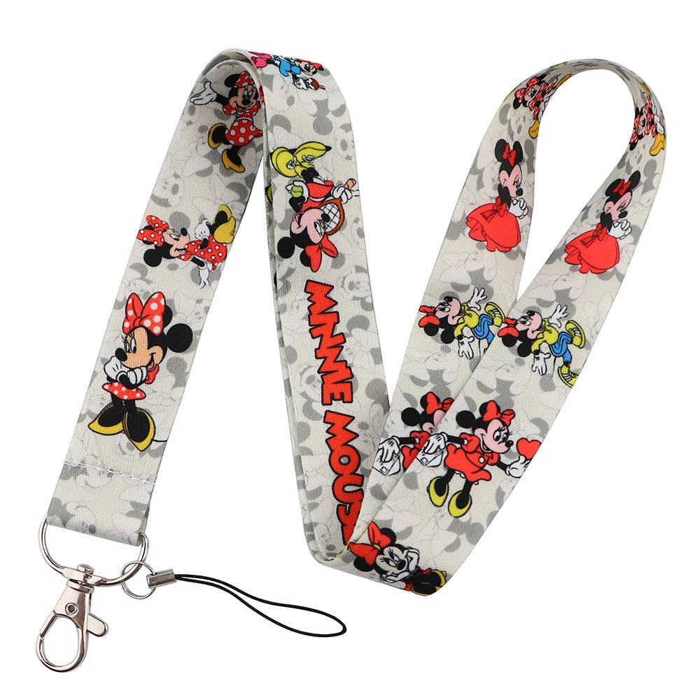 KKZ004 Mickey&Minnie Stitch Lanyard For Keys Keychain Badge Holder ID Credit Card Pass Hang Rope Lariat Phone Charm Gift