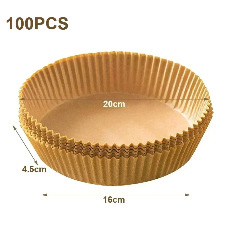 Air Fryer Paper Liners Disposable Oil-Proof Waterproof Baking Paper Round Square And Rectangle Parchment Kitchen Party Supplies