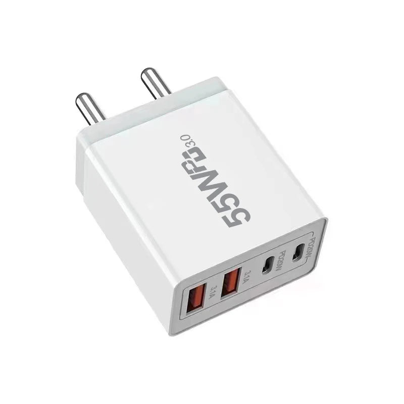 New Universal 55W  fast charging 4Ports Dual PD Type C USB Wall Charger US Power Adapters For Iphone  Ipad Universal  Xiaomi LG