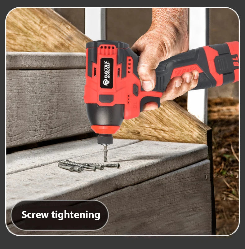 Electric Goddess Brushless Electric Screwdriver with 18V Lithium Battery Cordless Drill Screw 1500mAh Rechargeable Power Tools
