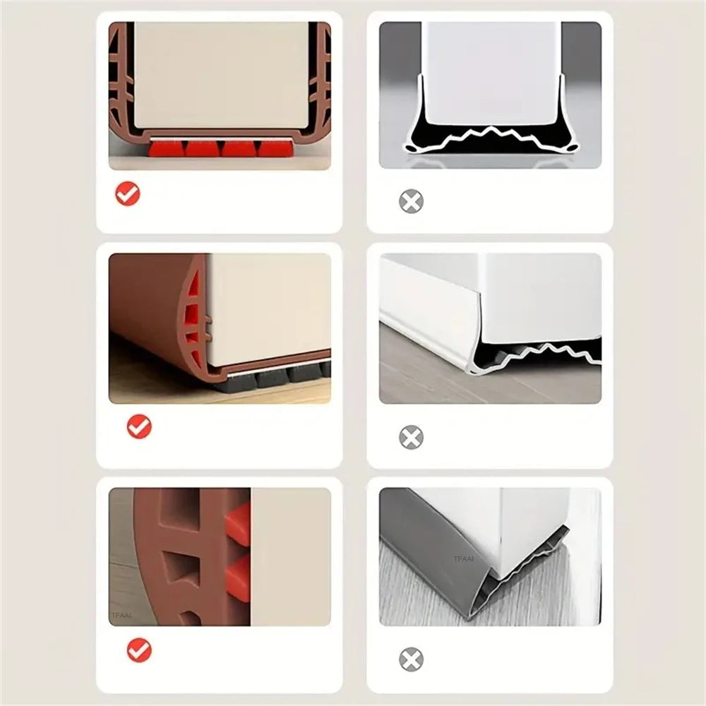 1-4pcs 93cm Door Bottom Seal Strip with Brush PVC Dustproof Soundproof Snap-in installation Gap Door Draft Stopper Weatherstrip