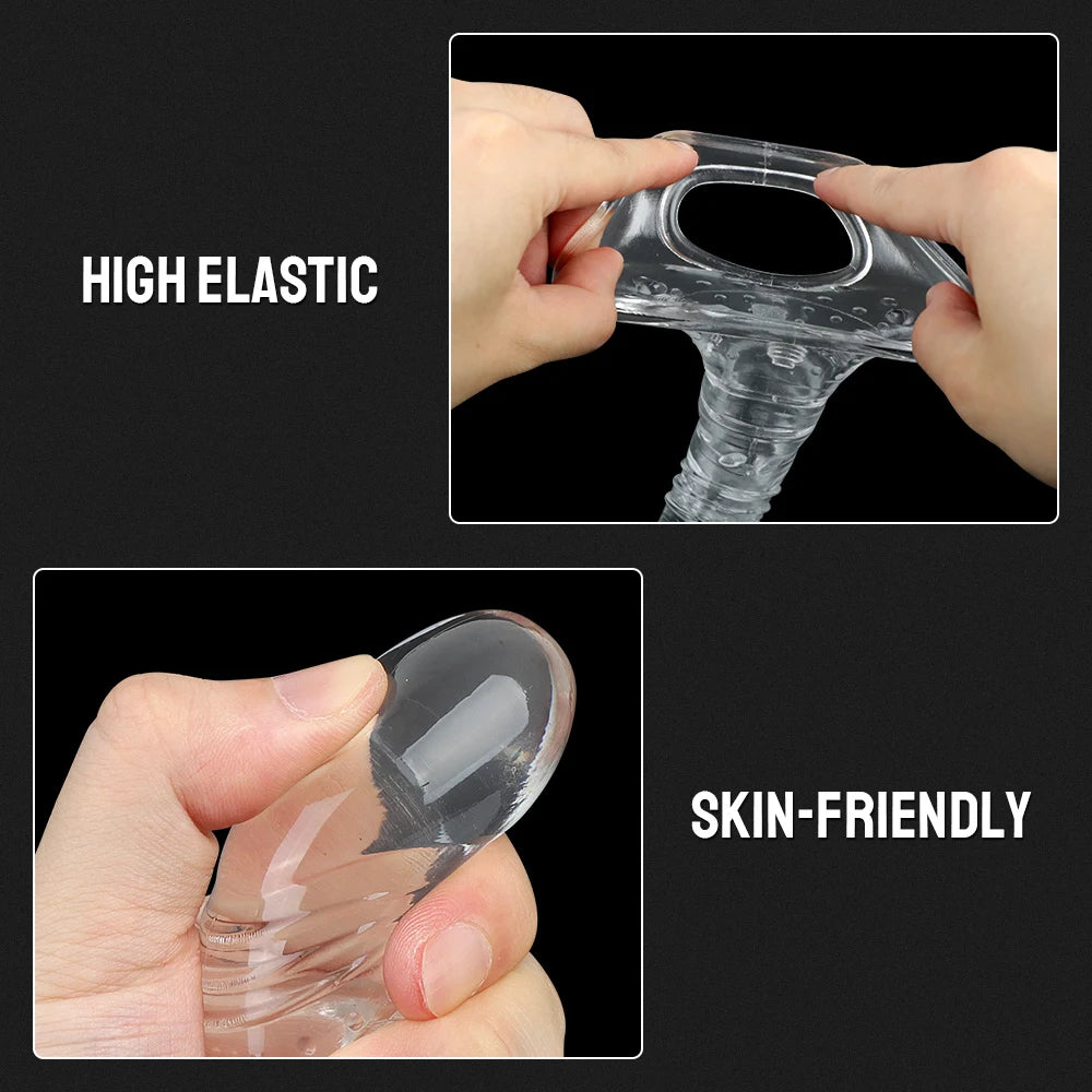 5-9cm Extender Penis Enlargement For Men Cock Ring Delay Ejaculation Testis Lock Bondage Strapon Thick Condoms Sex Toys Couples