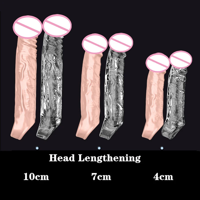 Large Penis Extension Sleeve Reusable Soft and Stretchable Delayed Ejaculation Condoms Male Dildo Extender Male Sex Toys