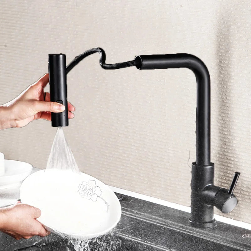 Baokemo stainless steel pull down water tap Single Handle sink three-in-one Hot And Cold kitchen faucet