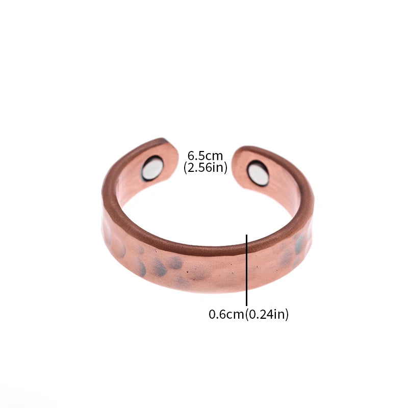 High Quality Fashionable and Creative Concave and Convex Magnetic Red Copper Opening Adjustable Ring Jewelry for Men and Women