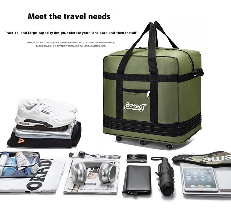 Expanding Traveling Backpack Hiking Folding Travel Women Bags Multi-layer Expansion Travel bag Universal Wheel Moving Bag