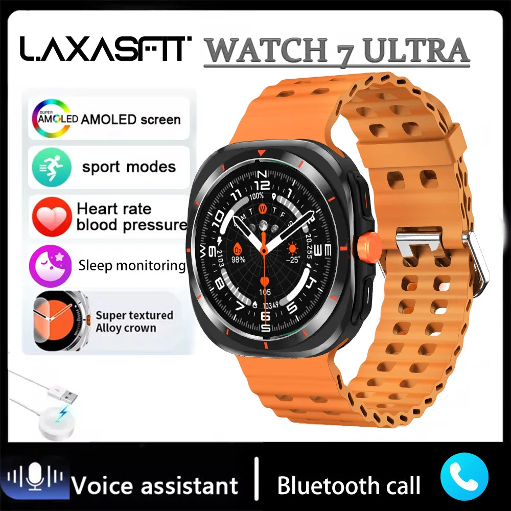 LAXASFIT Watch 7 Ultra Smartwatch Bluetooth Talk HD AMOLED Screen Fitness Tracker Health Monitoring Smartwatch for Android IOS