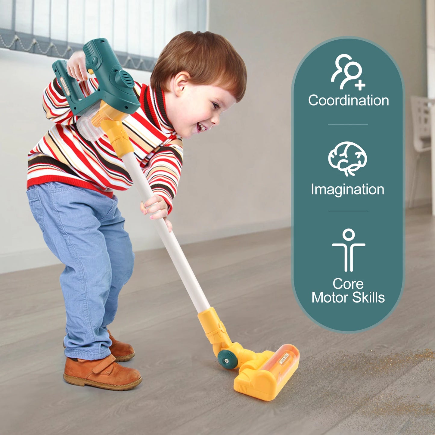 New Vacuum Cleaner for Kids - Electrical Toy Vacuum for Boys Girls Pretend Fun House Cleaning Toys for Children Hands-On Skills
