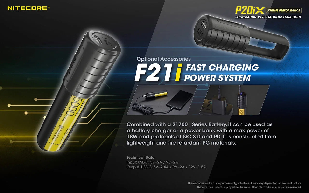 NITECORE P20ix Powerful Tactical LED Flashlight 4000Lumens Rechargeable Torch Light with 21700 Battery for Self-defense Camping