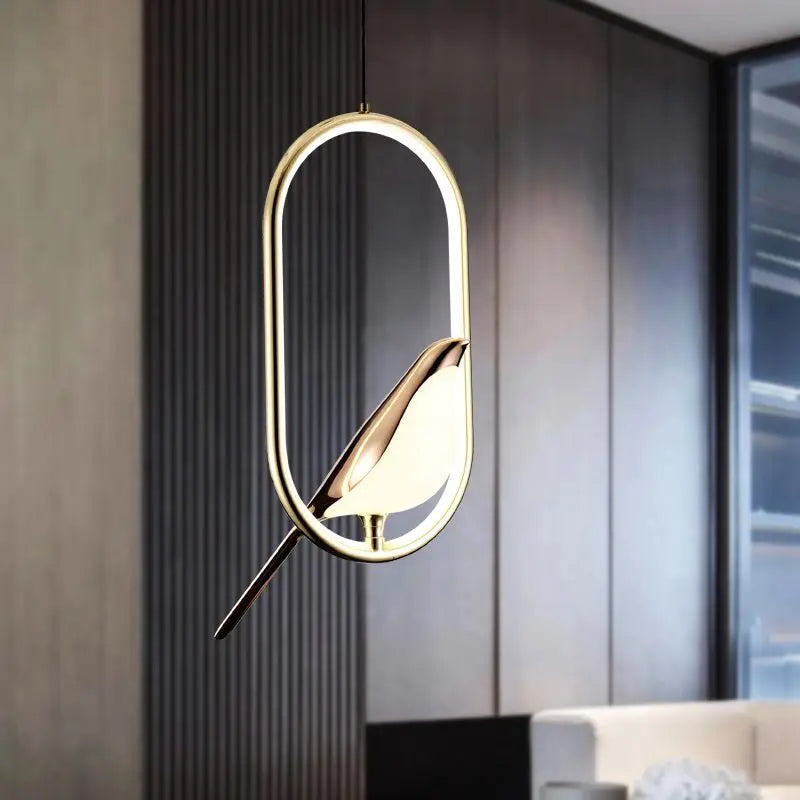 Modern LED Magpie Bird Pendant Lights Chandelier Lighting for Sofa Background Kitchen Indoor Hanging Lamps Corridor Gold Silver