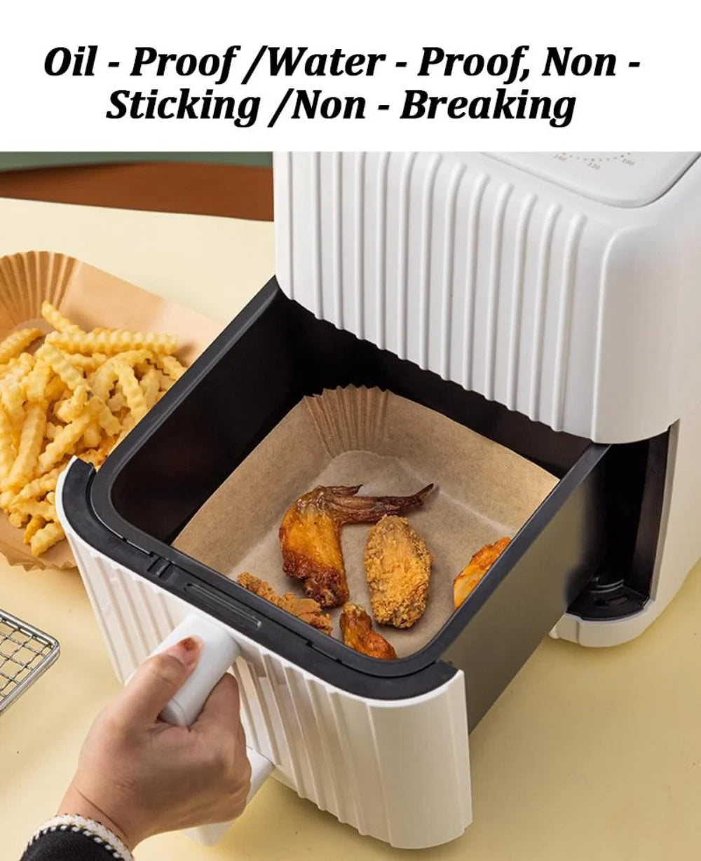 Air Fryer Disposable Paper Liner Oven Paper Square, Grease and Water Proof Non Stick Basket Liners for Baking Cooking