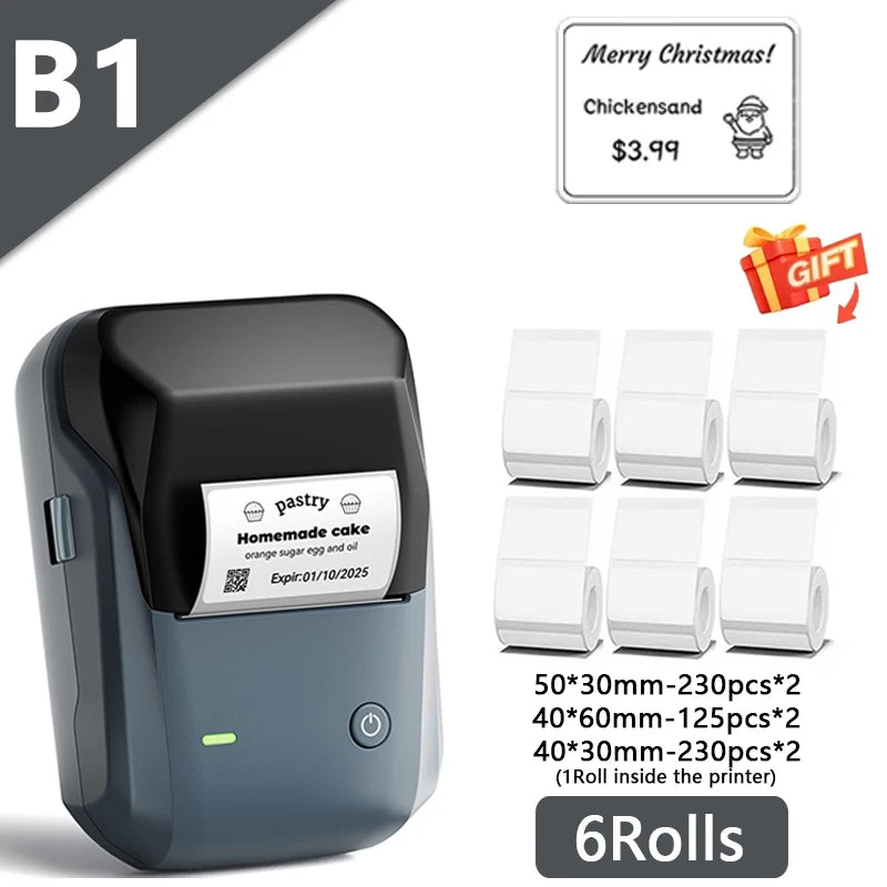 Niimbot B1 Mini Label Printer Adhesive Portable Printer 2 Inch Thermal Paper Round Labels Maker Machine For Tag Cable Printing