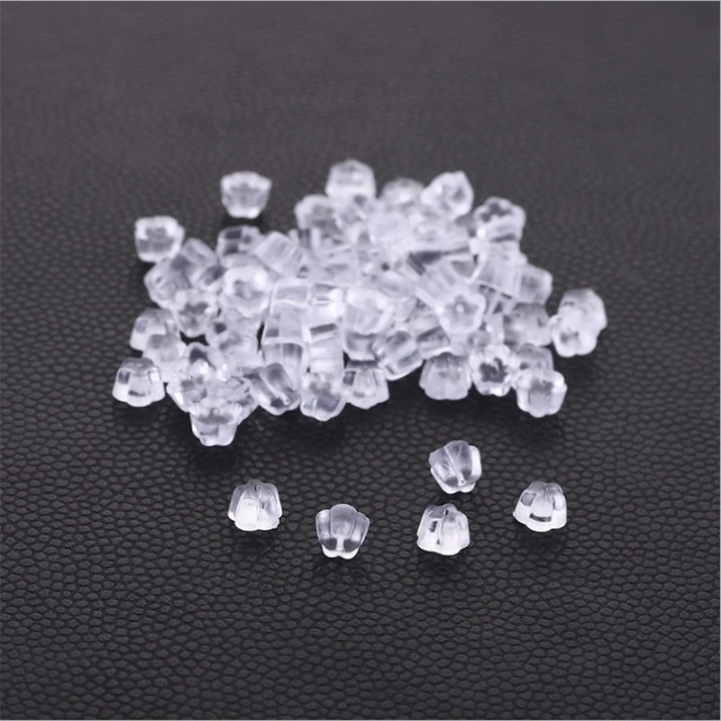 100pcs/lot Clear Soft Silicone Rubber Earring Backs Safety Bullet Stopper Rubber Jewelry Accessories DIY Parts Ear Plugging
