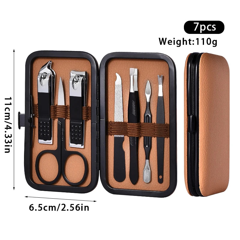 7-24pcs Manicure Tool Set Stainless Steel Cuticle Nipper Cutter Kit Professional Nail Clippers Pedicure Nail Art Grooming Tools