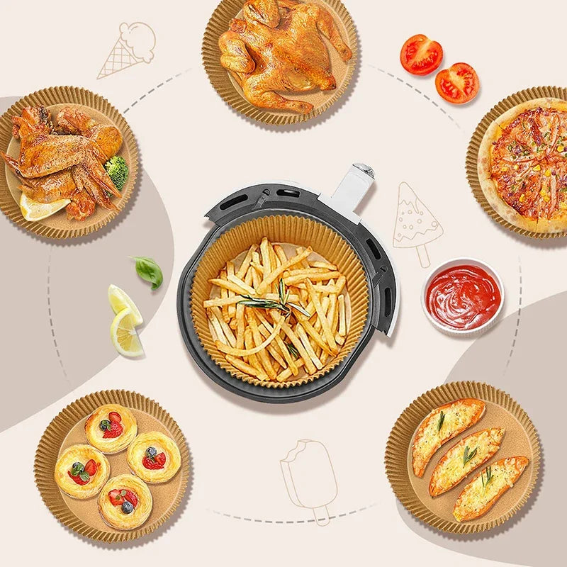 50Pcs Air Fryer Special Paper Oil-Absorbing Food Pad for Air Fryer Oil-proof Disposable Baking Paper AirFryer Accessories