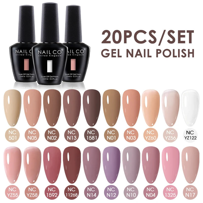 NAILCO 15ml 20/30pcs Gel Nail Polish Set Spring Summer Color UV Gel Nail Art All For Manicure Gel Paint For DIY Professionals