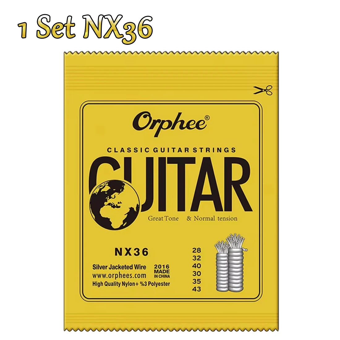 10/50 Set Orphee Classical Guitar Strings Silver Plated Wire Nylon Strings NX Series 6pcs/Set Beginners for Classic Guitar Part