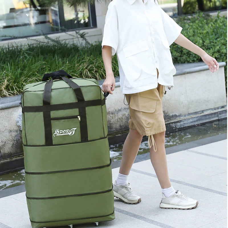 Expanding Traveling Backpack Hiking Folding Travel Women Bags Multi-layer Expansion Travel bag Universal Wheel Moving Bag