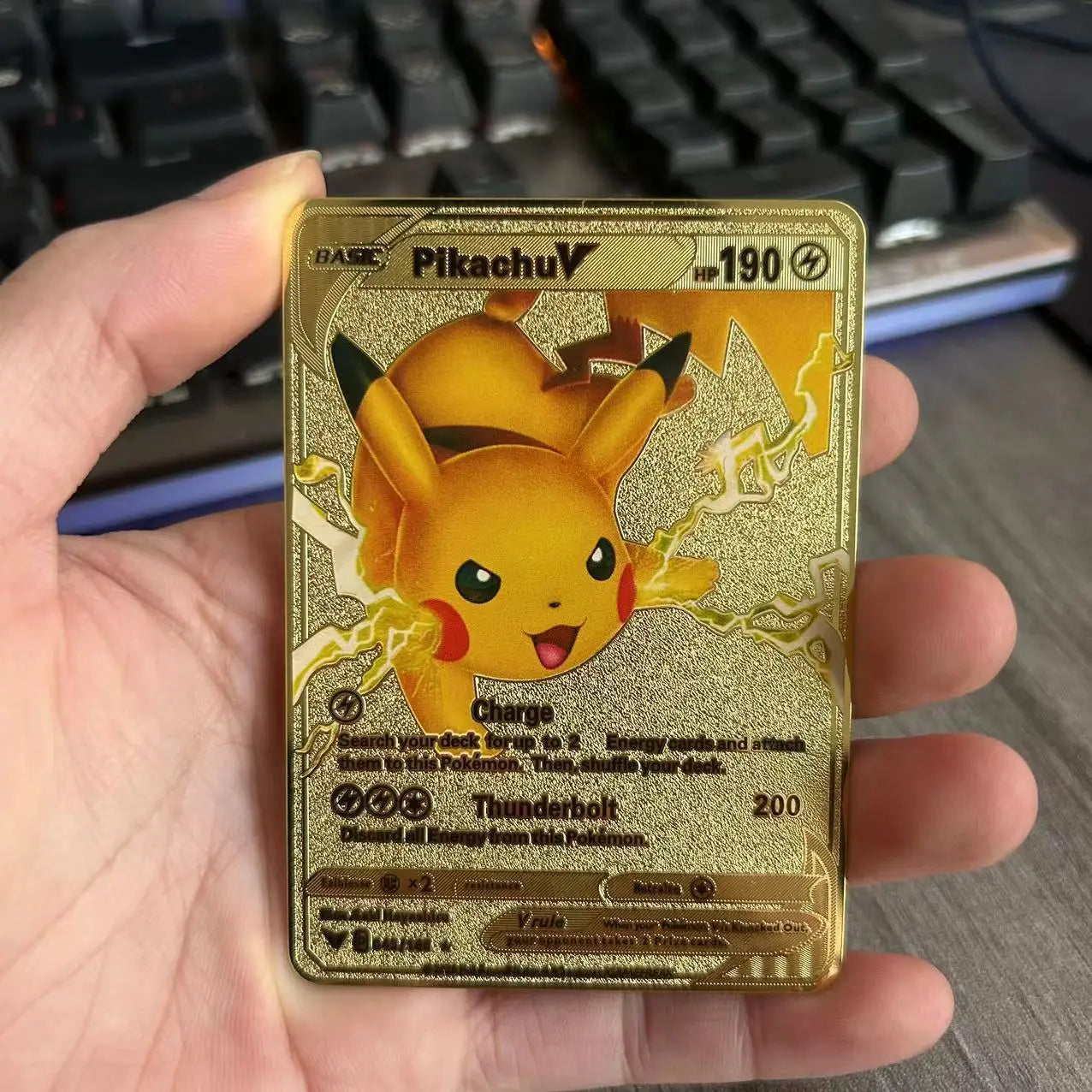 10000 Arceus Vmax DIY Golden Pokemon Cards in Spanish Iron Metal Pokmo Letters Kids Gift Game Collection Cards