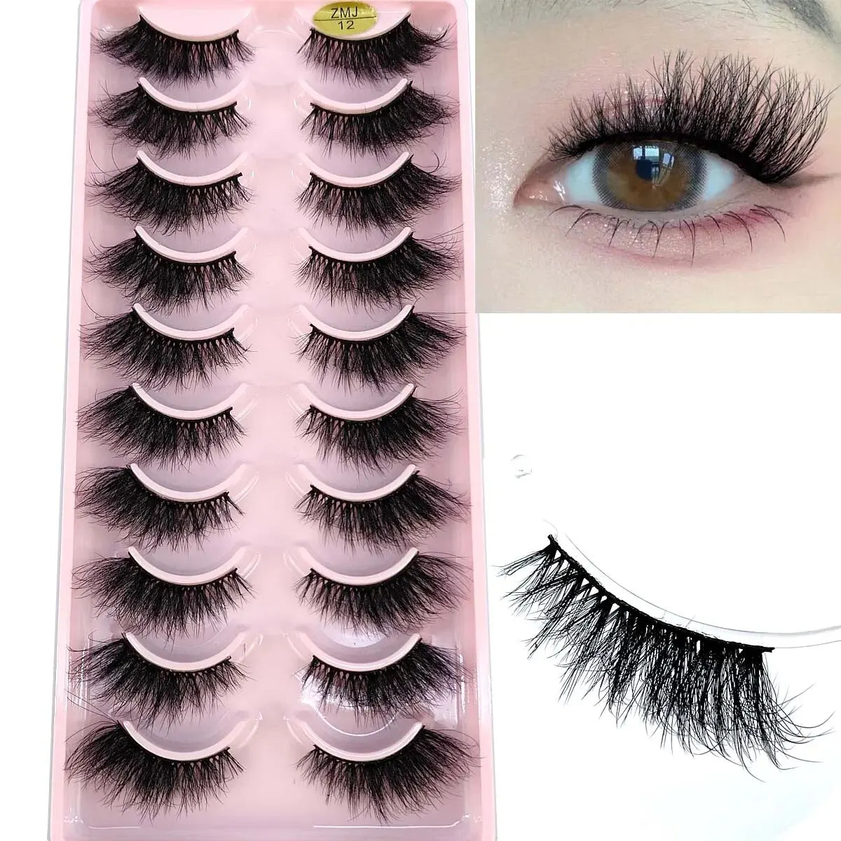 10 Pairs Eyelashes Faux Mink Eyelashes Dramatic Volume Lashes Extension Long Lasting Fluffy Mink Lashes Thick Long Lashes