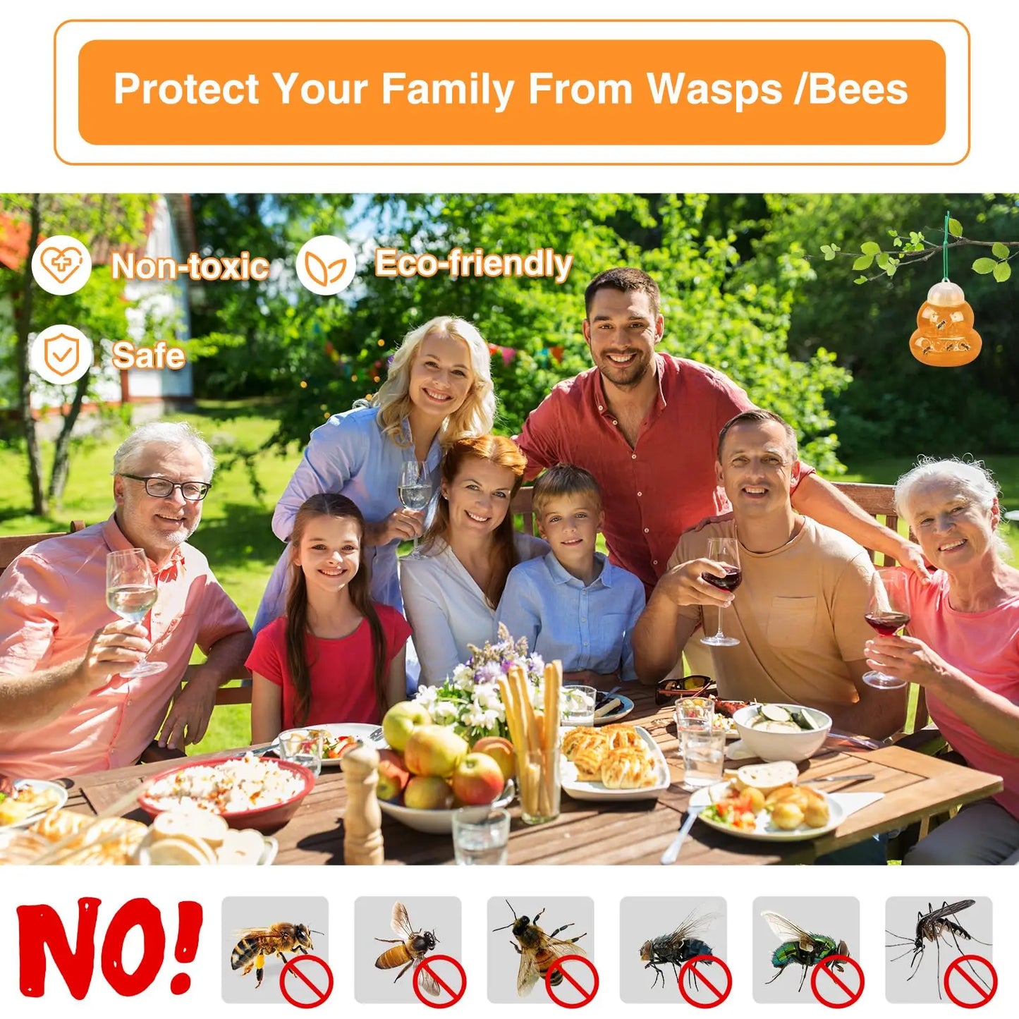 Wasp Trap Outdoor Reusable Portable Wasp Catcher Non-toxic Pest Control Garden Multi-hole Bee Trap for Home Farm Yard Supplies