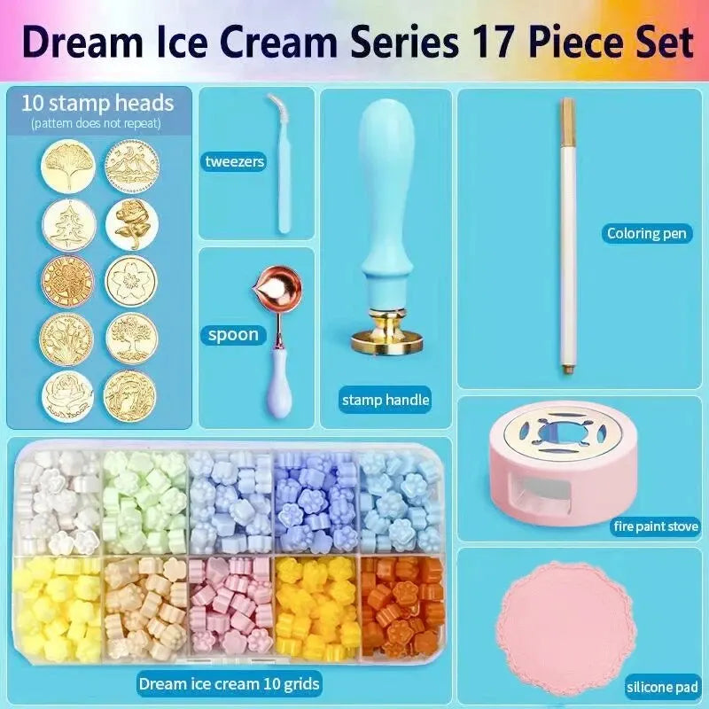 Wax Seal Stamp 17pcs Set Lacquered Stamp Sealing Wax Kit DIY Craft Supplies Scrapbooking Christmas Wedding Invitation Decoration