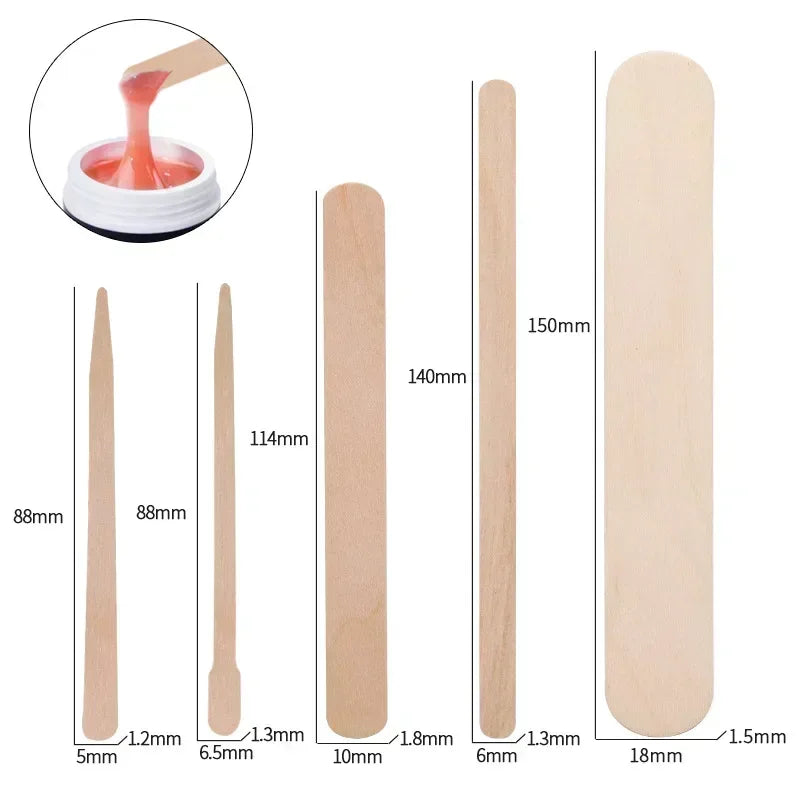 Wooden Waxing Stick Disposable Wax Bean Wiping Wax Tool Disposable Hair Removal Beauty Body Beauty Tool Uñas Nail Charms