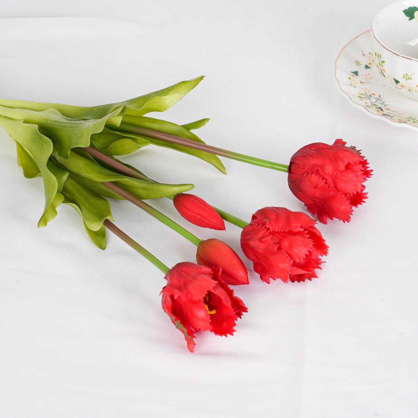 New Parrot Wave Tulip Silicone Artificial Flowers Soft and Comfortable Bouquet Home Room Living Room Desktop Floral Decoration