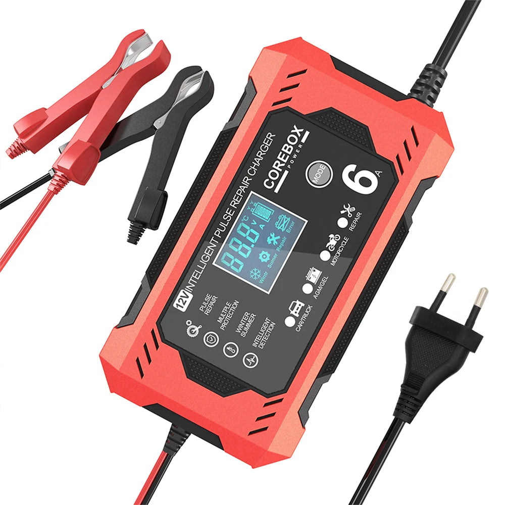 6A 12V Automotive Battery Charger Car and Motorcycle Battery Charging Devices Intelligent Maintenance of Lead Acid Battery