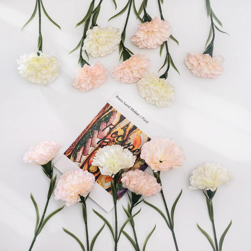 41.5cm 1/6/10pcs Artificial Carnation Flower Bouquet Silk Flowers Fake Plant For Mother's Day Home Party Decoration