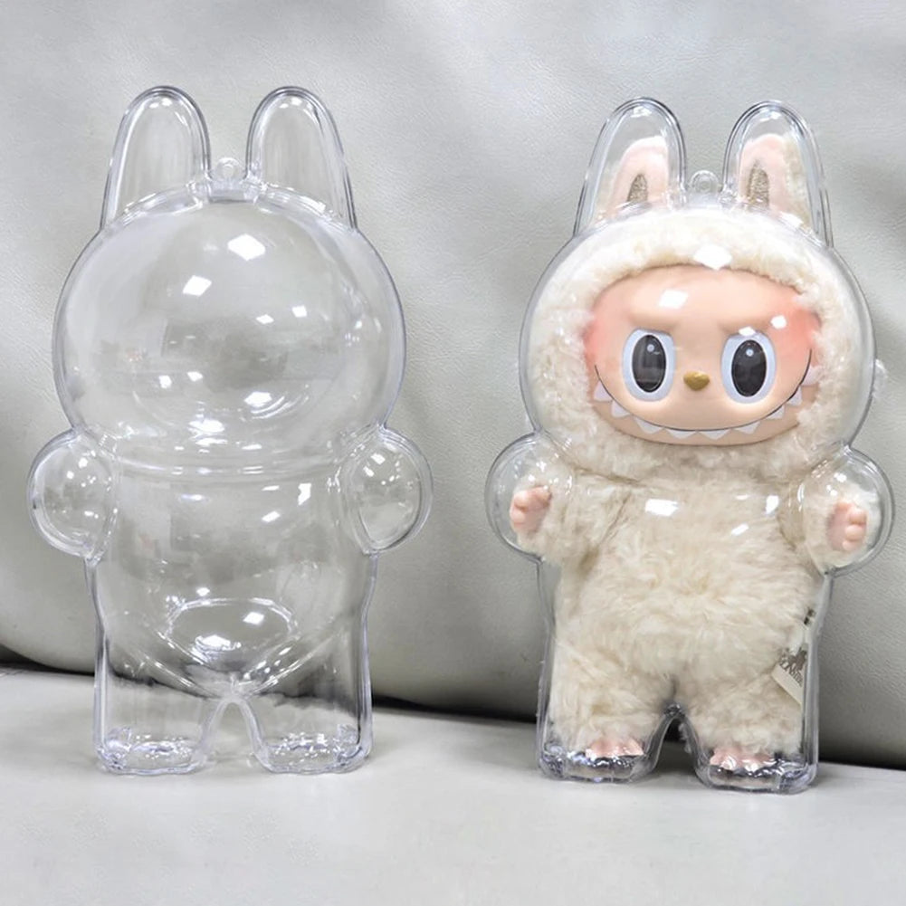 Transparent Protective Cover For Labubu V1 V2 Monster Toy Storage Box Elf Plushie Display Cover Doll Accessories Birthday Gifts