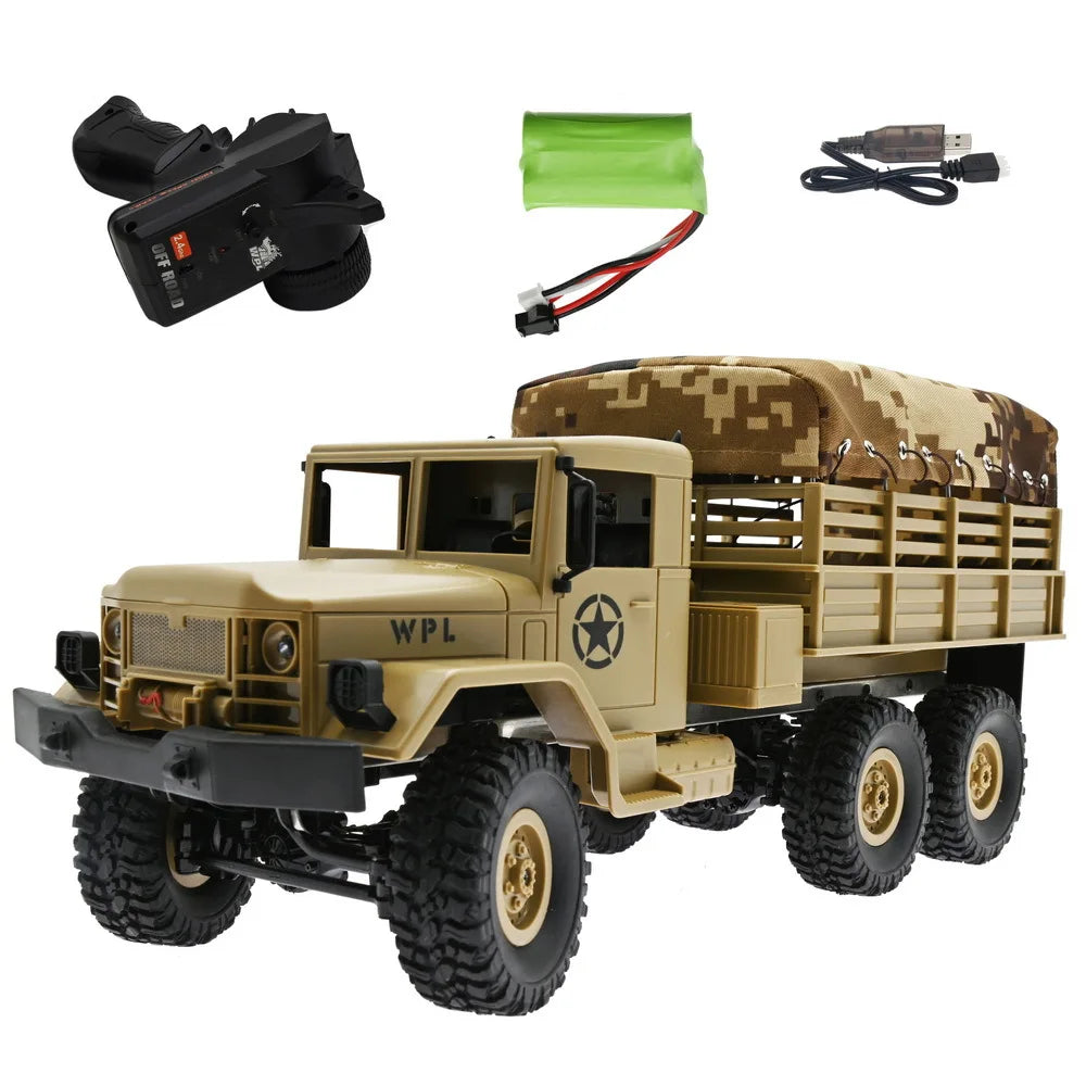 Wpl Naughty Dragon B16 1 6wd Military Truck With Canvas Rc Car Climbing Remote Control Plaything Holiday Birthday Gift Boy