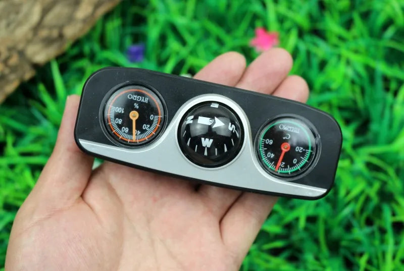 Outdoor Outing Car Guide Ball Self-driving Tour Compass with Thermometer Car Interior Decoration Accessories