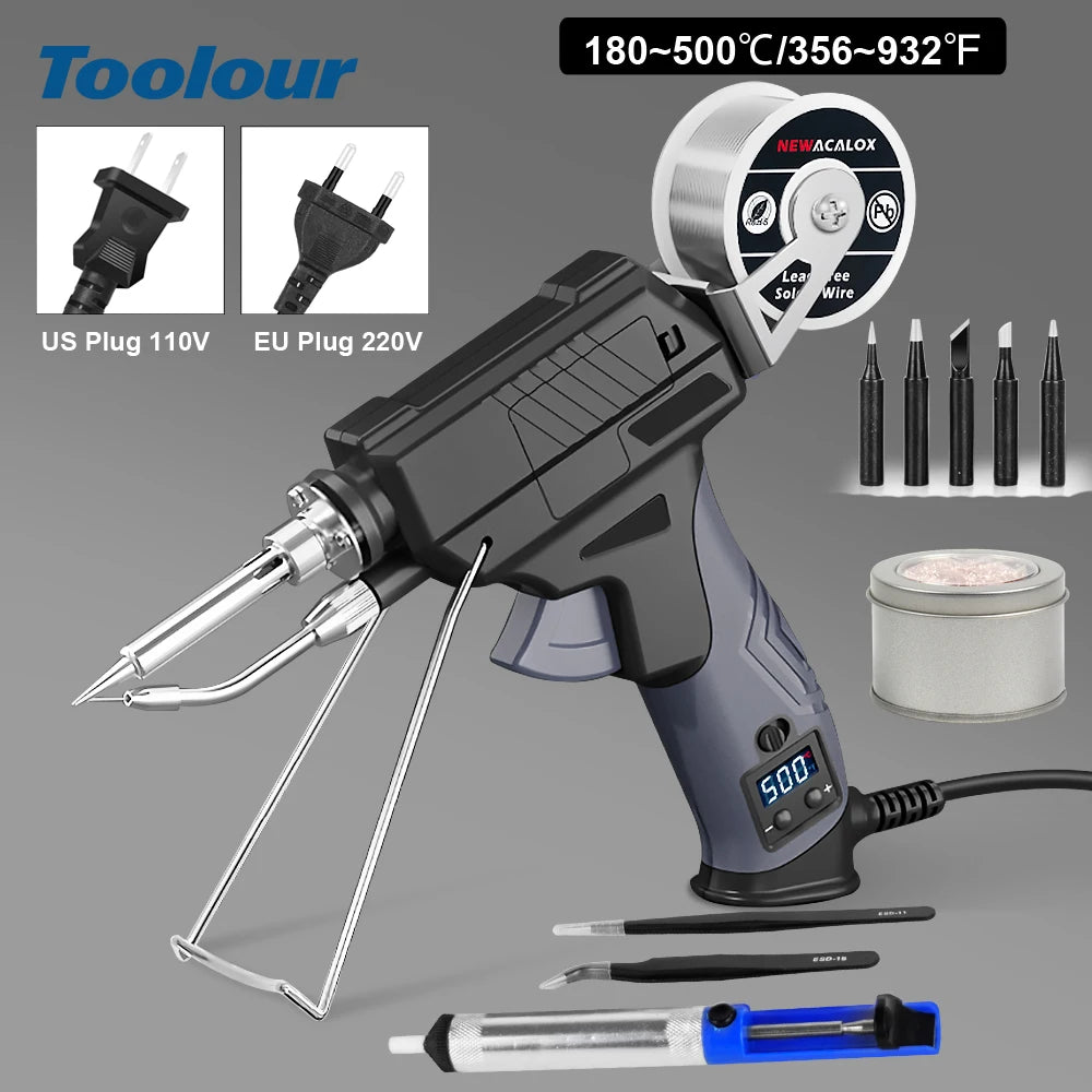 Toolour LCD Soldering Iron Kit with Adjustable Temp 180-520°C/356~932℉ Auto Send Tin Soldering Iron Gun for Welding Repair