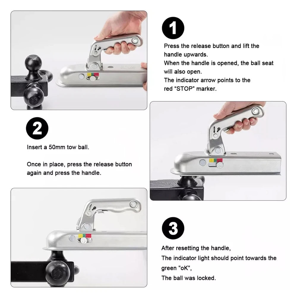 Universal Trailer Coupling Hitch 50mm Pressed Steel For Unbraked Trailers Upto 750kg Trailer Hitch Towing Coupler Mount