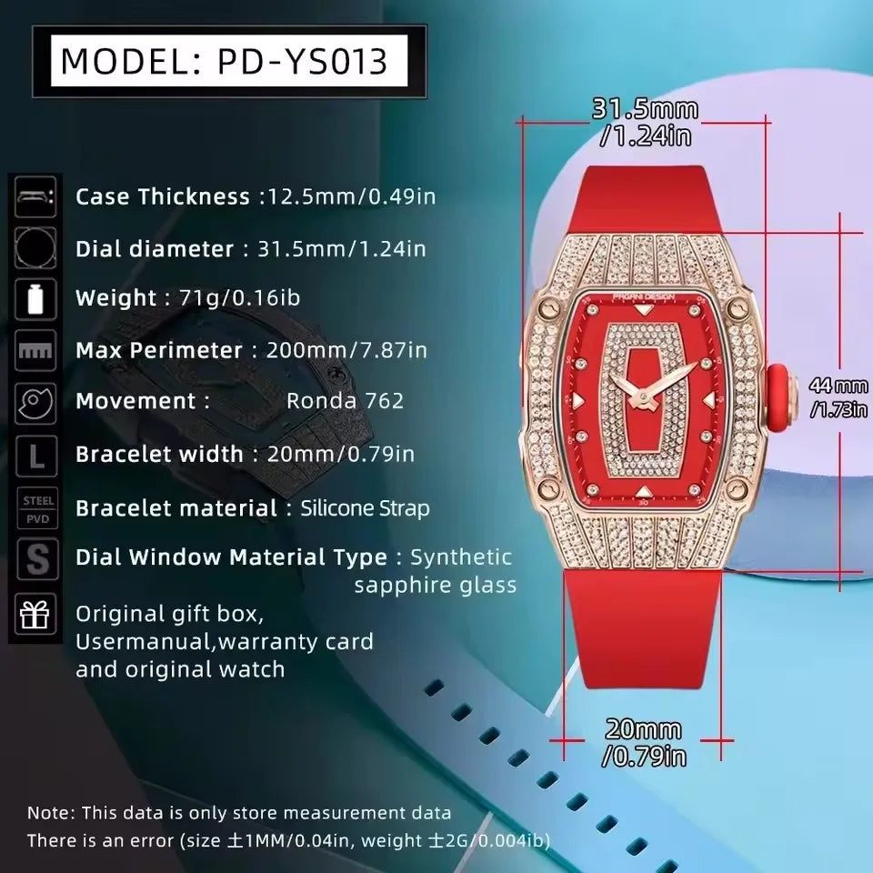 New PAGANI DESIGN Luxury Women's Fashion Quartz Watch Switzerland Ronda Movt Diamond Inlaid Women's Elegant Watch Montreal Femme