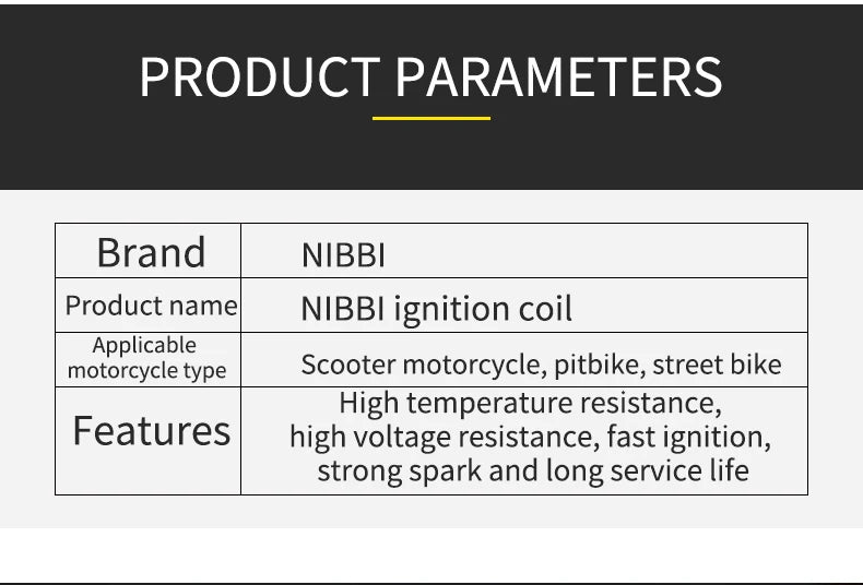 NIBBI 2T/4T Universal Motorcycle Ignition Coil Motocross Racing Coil for Honda ATV Scooter Yamaha Ktm Engine Ignition Parts