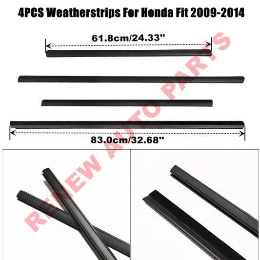 4PCS Door Belt Weather Strip Molding Seal Fit For Honda Fit Jazz 2008 2009 2010 2011 2012 2013